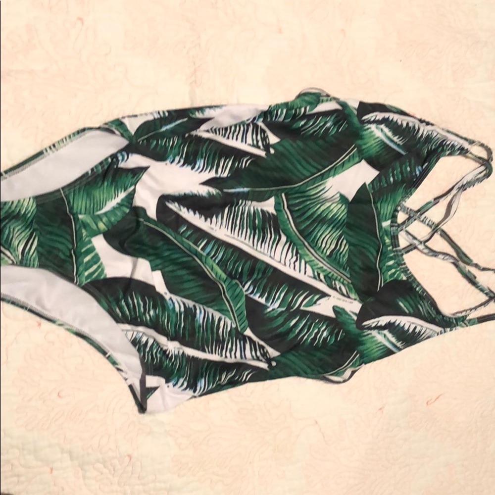 Palm Print Bathing Suit - Picture 2 of 6